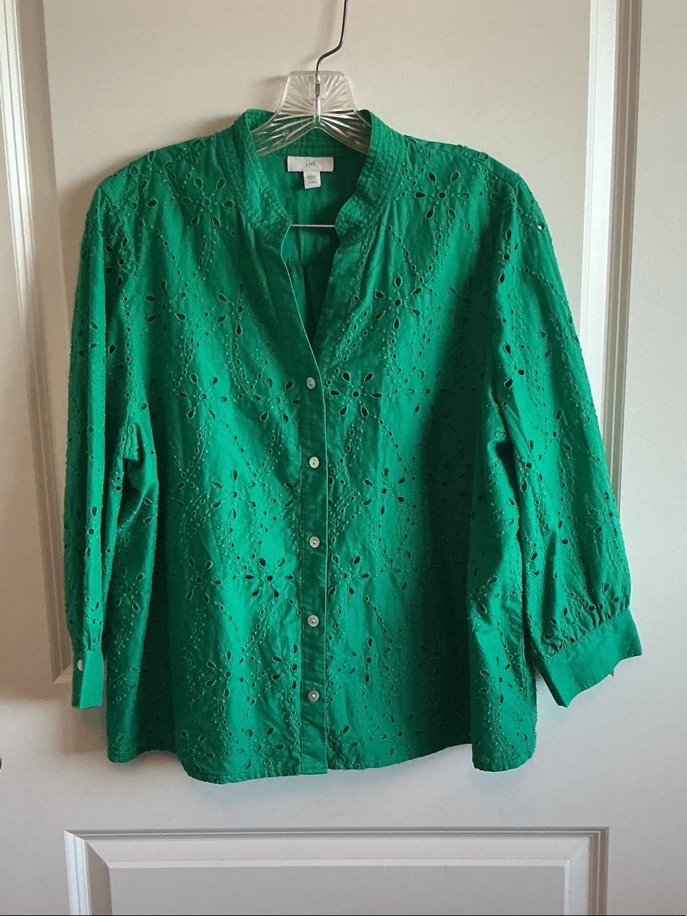 J. Jill Green Eyelet Button-Down Shirt